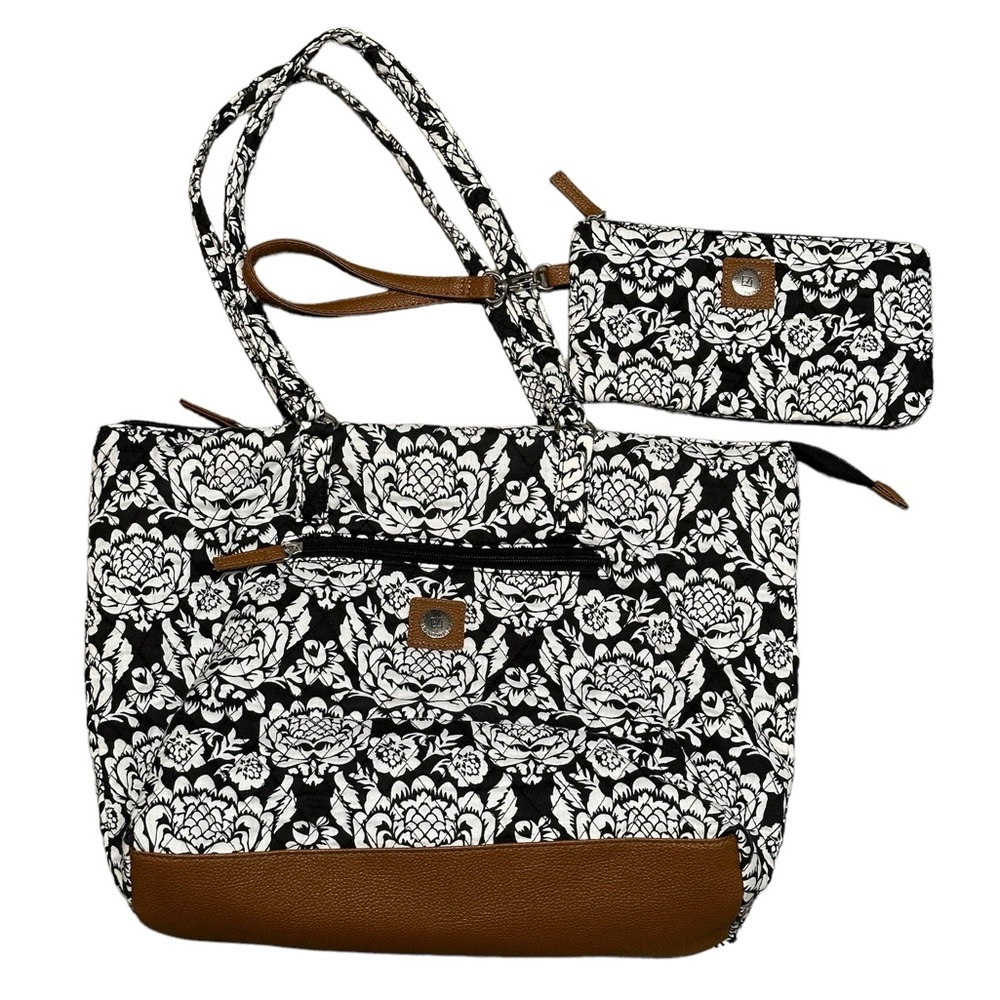 New Stone Mountain Purse Wristlet Black White Quilted Handbag Shoulder Bag - Picture 2 of 12